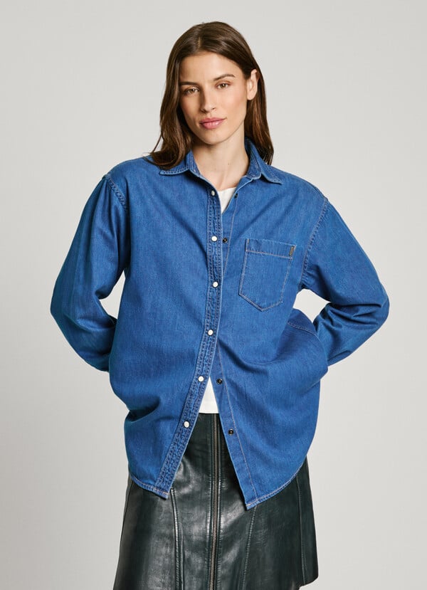 Pepe Jeans camisa denim fit boyfriend Descuento
