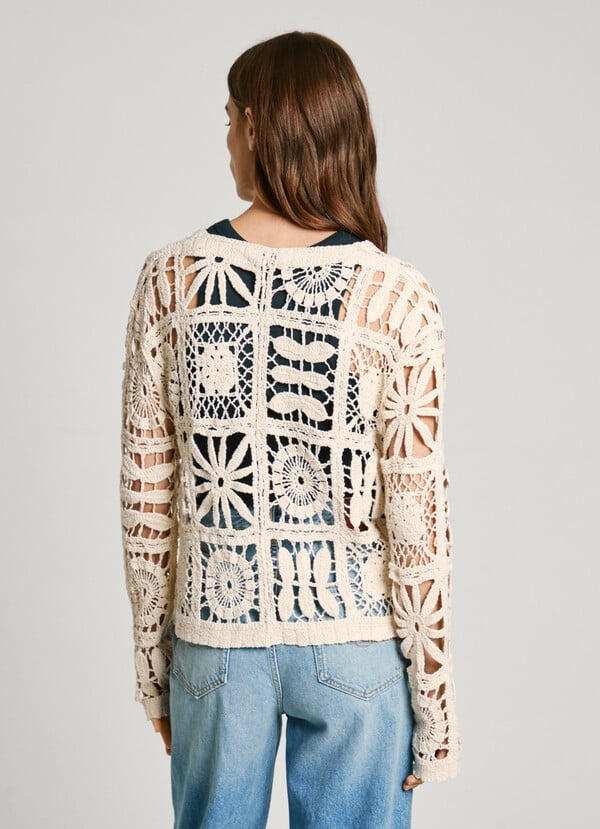 Pepe Jeans cárdigan crochet cuello pico Rebajas top