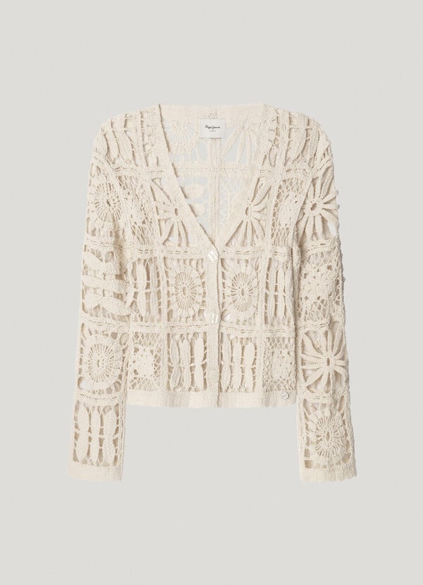 Pepe Jeans cárdigan crochet cuello pico Rebajas top