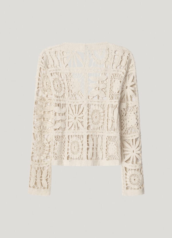 Pepe Jeans cárdigan crochet cuello pico Rebajas top