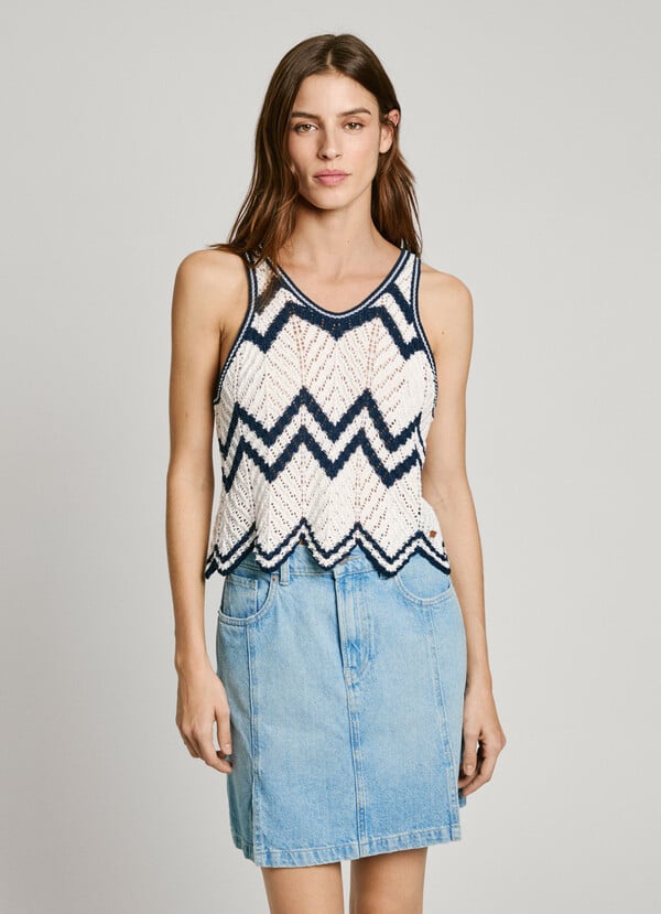 Pepe Jeans top de punto sin mangas Oferta especial