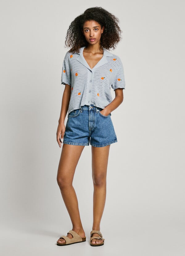 Pepe Jeans camisa de punto con frutas bordadas Oferta especial de fábrica