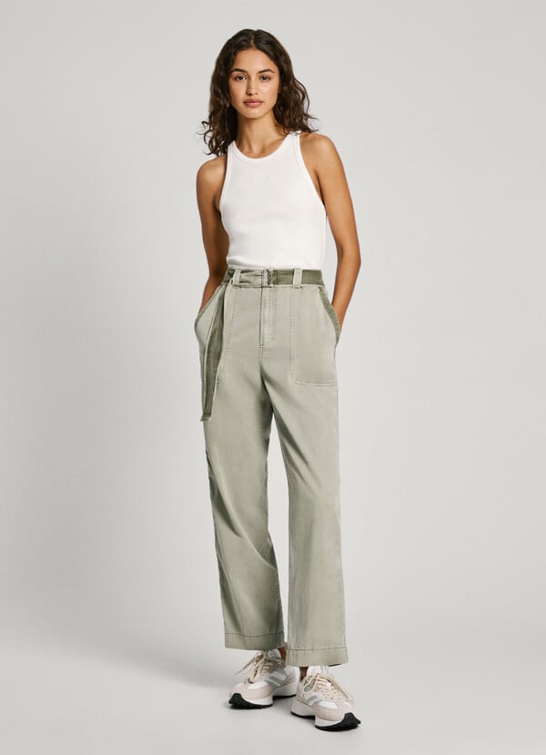 Pepe Jeans pantalón sarga con bolsillos parche Grandes ahorros
