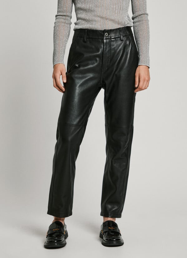 Pepe Jeans pantalón recto piel Gran oferta