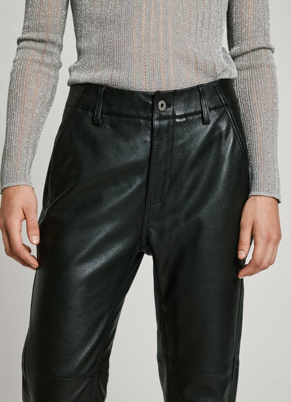 Pepe Jeans pantalón recto piel Gran oferta