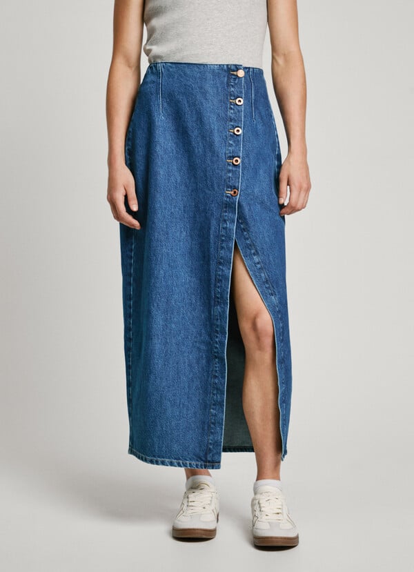 Pepe Jeans falda midi denim fit regular Liquidación