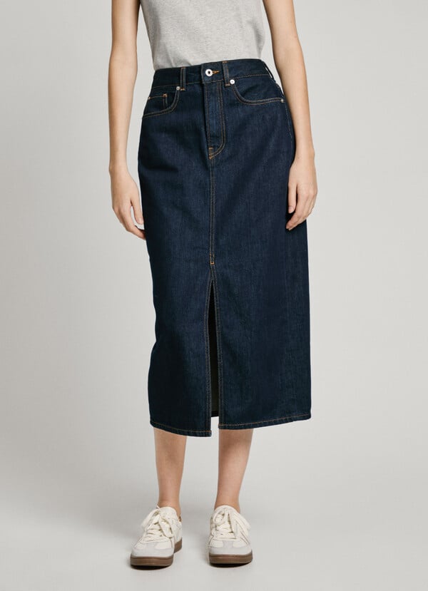 Pepe Jeans falda midi denim fit slim Grandes descuentos