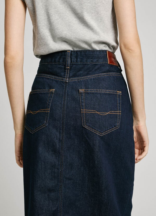 Pepe Jeans falda midi denim fit slim Grandes descuentos