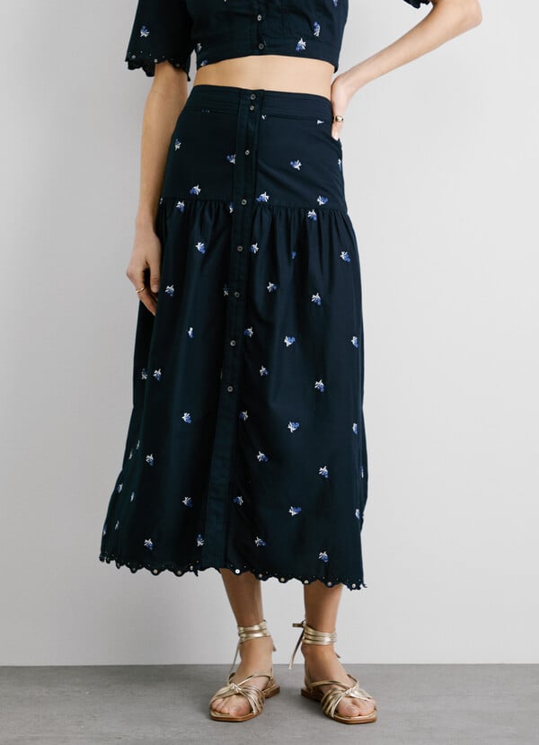 Pepe Jeans falda midi popelín Limitado a 3 días