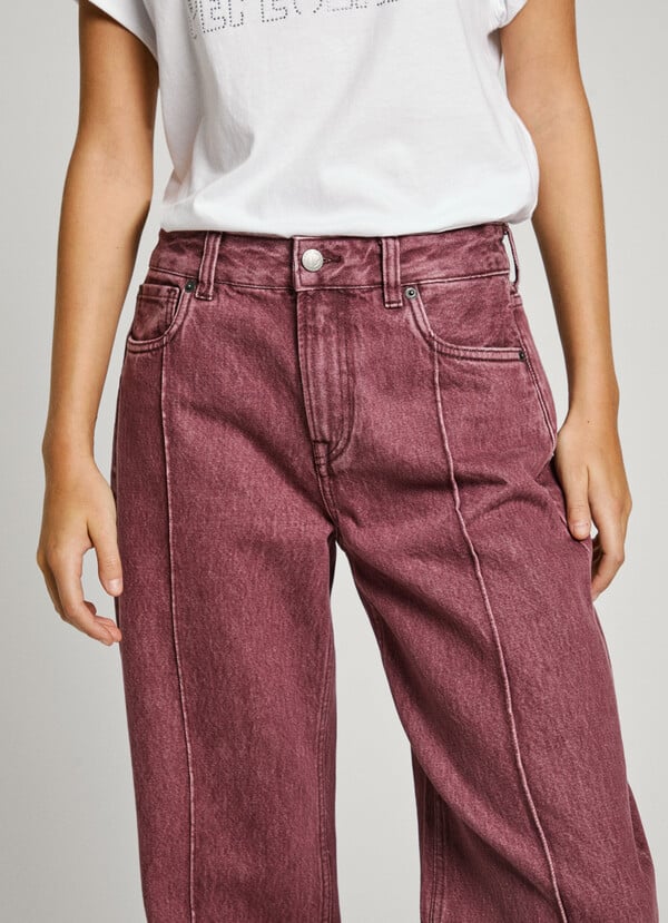 Pepe Jeans jeans fit loose y tiro alto - berry En oferta