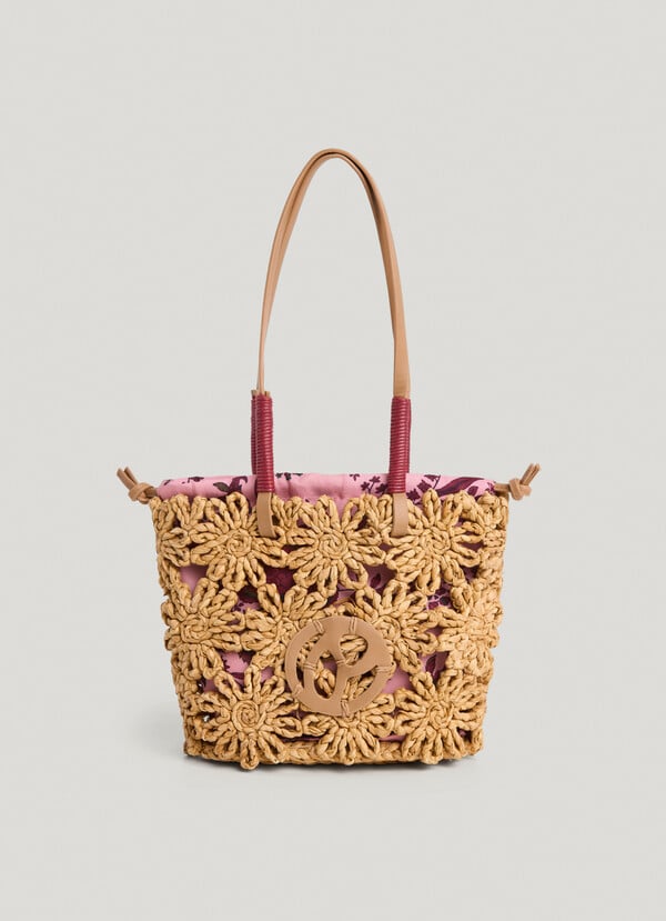 Pepe Jeans bolso de rafia con detalles florales Venta caliente