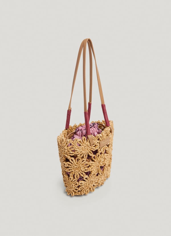Pepe Jeans bolso de rafia con detalles florales Venta caliente
