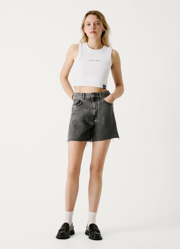 Pepe Jeans camiseta canalé fit cropped Envío internacional gratuito