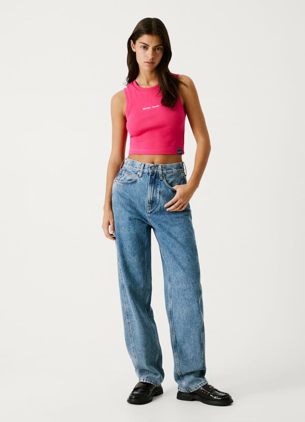 Pepe Jeans camiseta canalé fit cropped Limitado a 3 días
