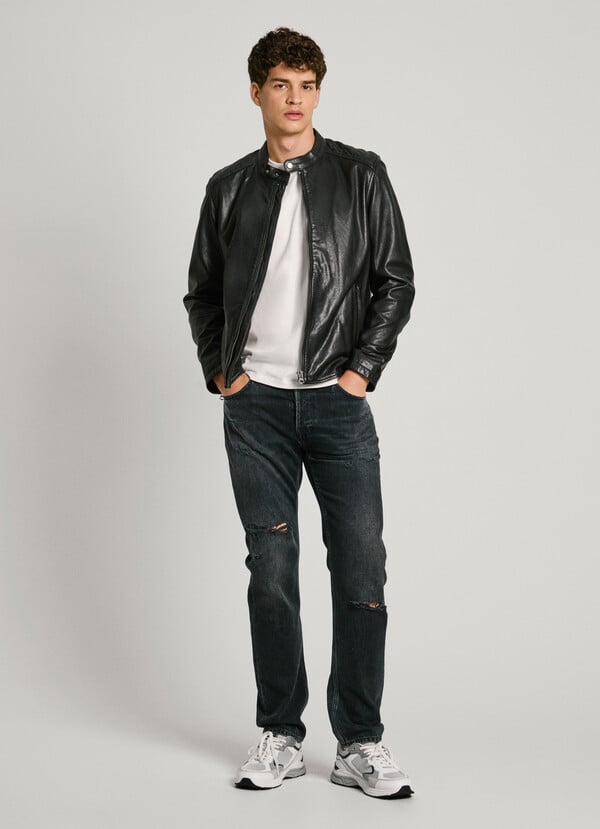 Pepe Jeans cazadora biker de piel Precio ultrabajo