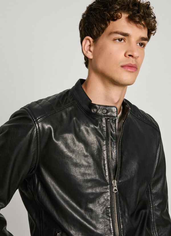 Pepe Jeans cazadora biker de piel Precio ultrabajo