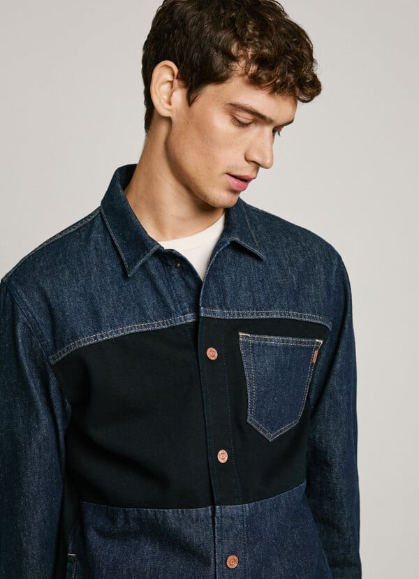 Pepe Jeans camisa denim bicolor fit relaxed Promoción por tiempo limitado