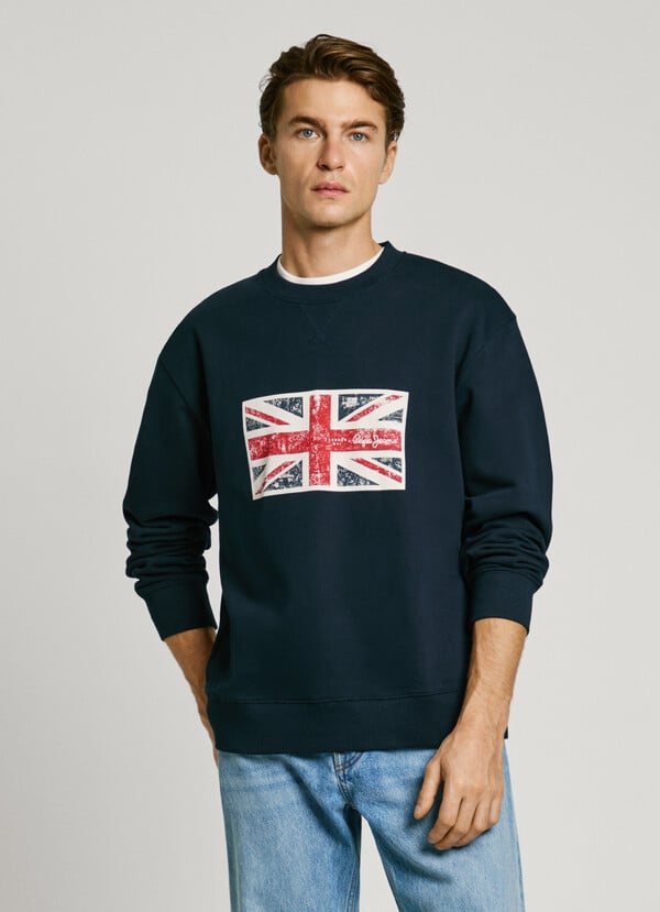 Pepe Jeans sudadera cuello redondo union jack Venta caliente