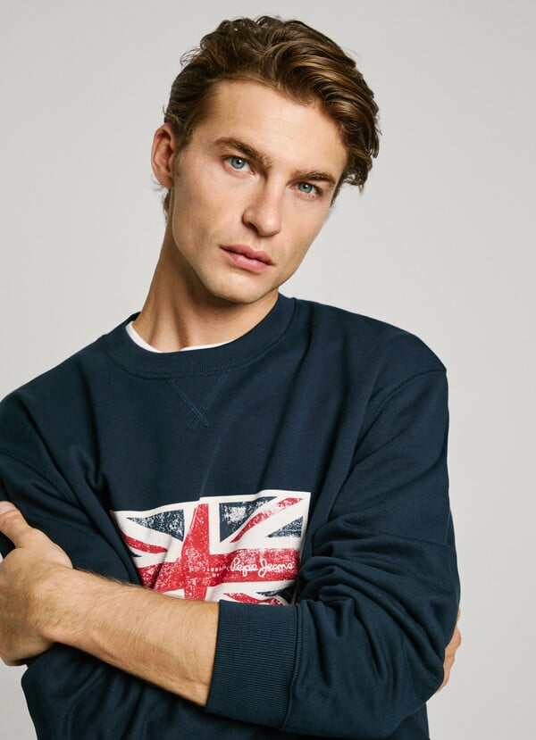 Pepe Jeans sudadera cuello redondo union jack Venta caliente