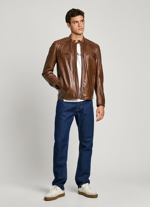 Pepe Jeans cazadora biker piel Libre de impuestos