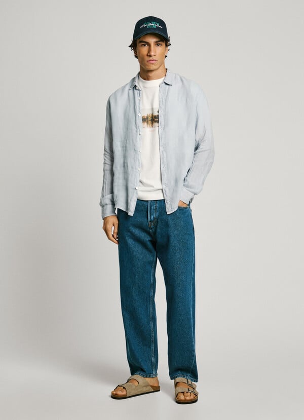 Pepe Jeans camisa logo bordado fit regular Precio ultrabajo