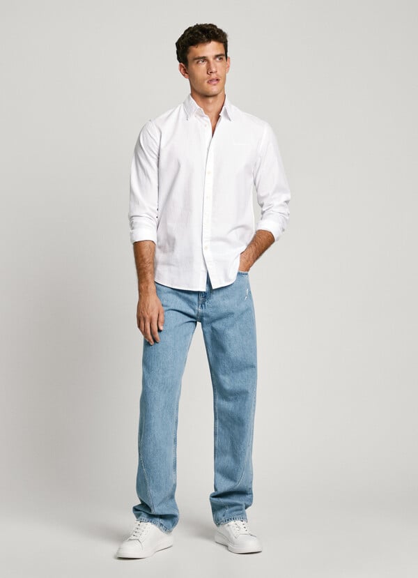 Pepe Jeans camisa de espiga fit regular Superdescuento
